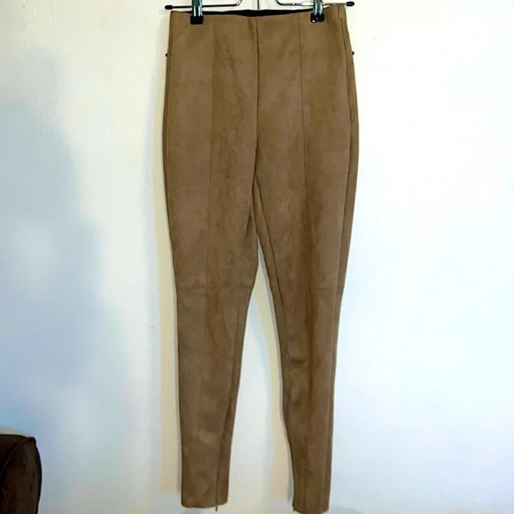 Zara Khaki Faux Suede Leggings Zara Suede Feel Zara Basic XS